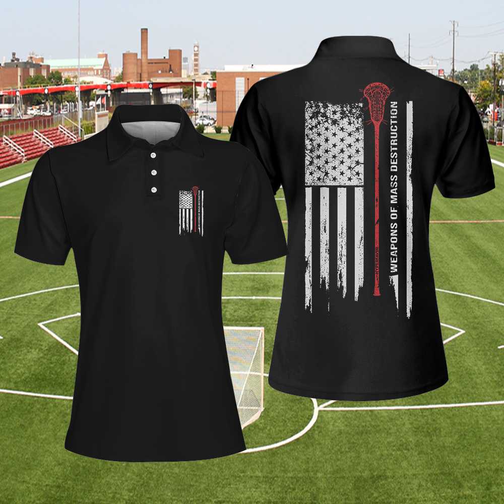 Weapons Of Mass Destruction Lacrosse Short Sleeve Polo Shirt, Black American Flag Polo Shirt, Best Lacrosse Shirt For Men - Perfect Gift For Men