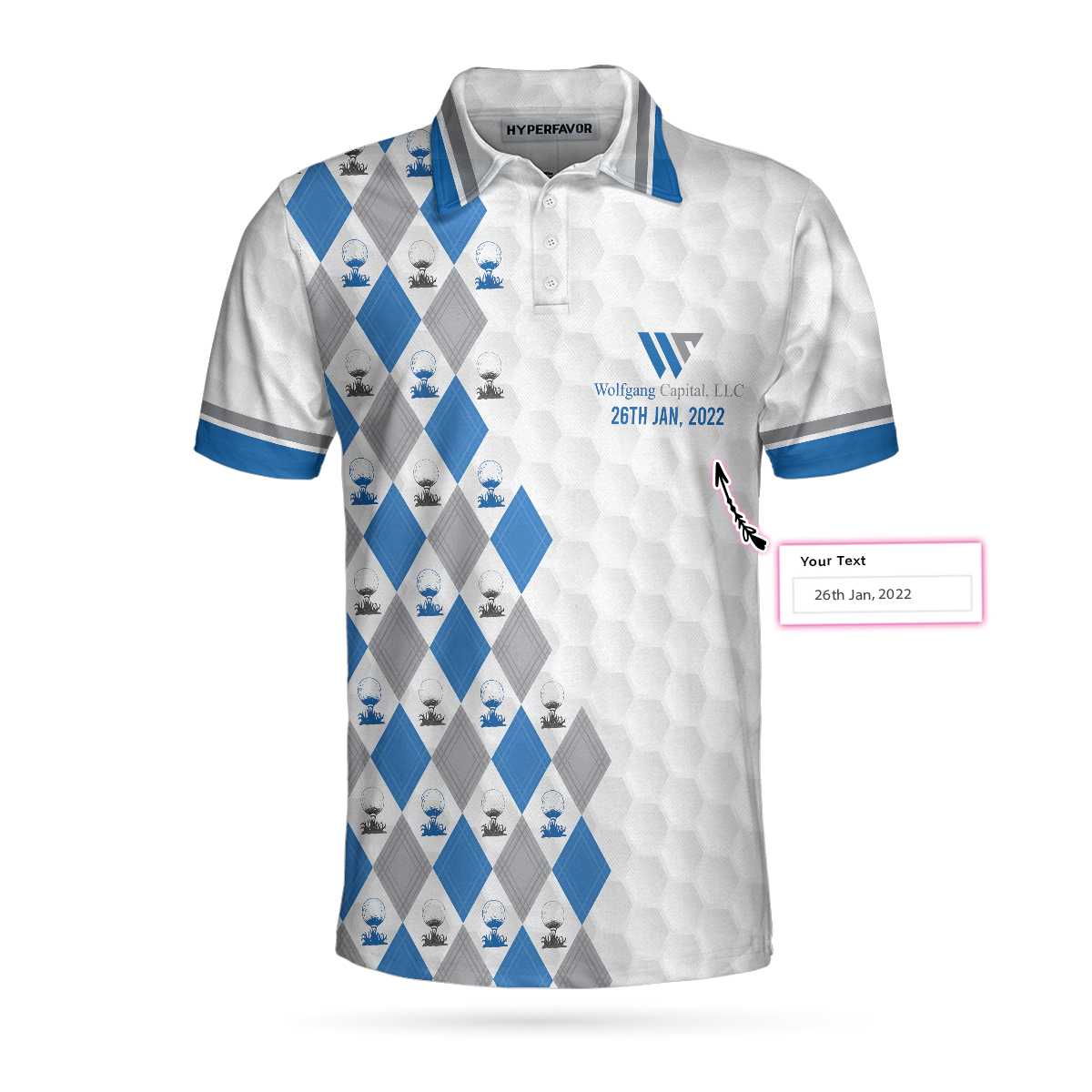 Wolfgang Capital Argyle Pattern With Golf Ball On Tee Custom Polo Shirt - Perfect Gift For Men