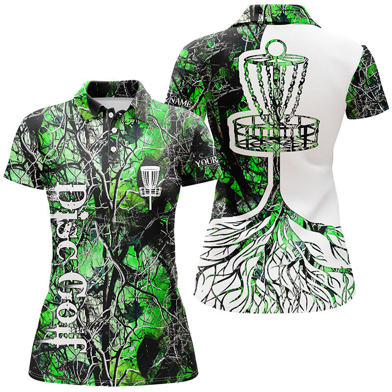 Womens Disc Golf Polo Shirt Custom Name Gray Camo Disc Golf Basket, Personalized Disc Golf Shirts , Perfect Gift For Women