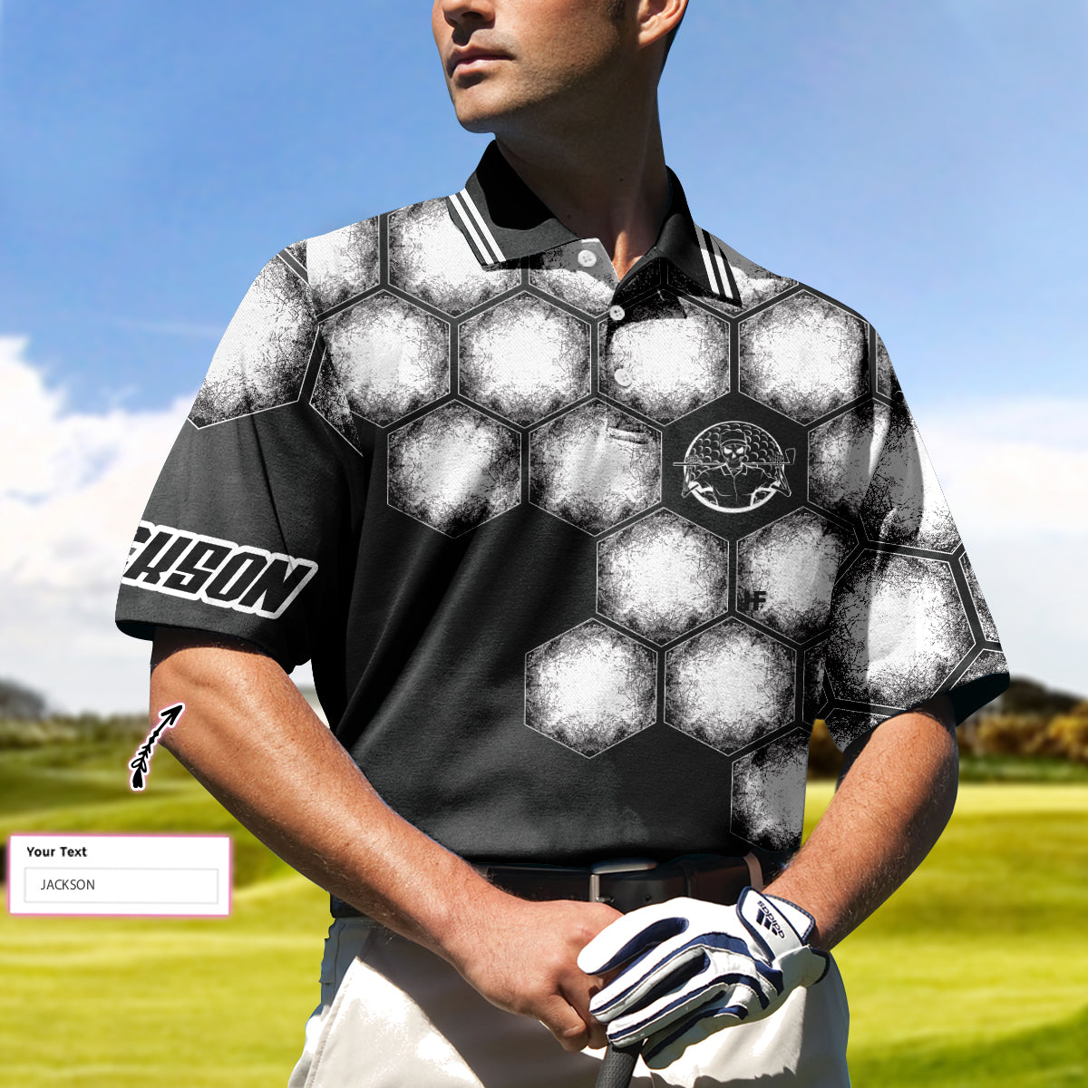 Your Hole Is My Goal Golf Ball Custom Polo Shirt, Personalized Golf Ball Shirt For Men, Black And White Golf Shirt - Perfect Gift For Men