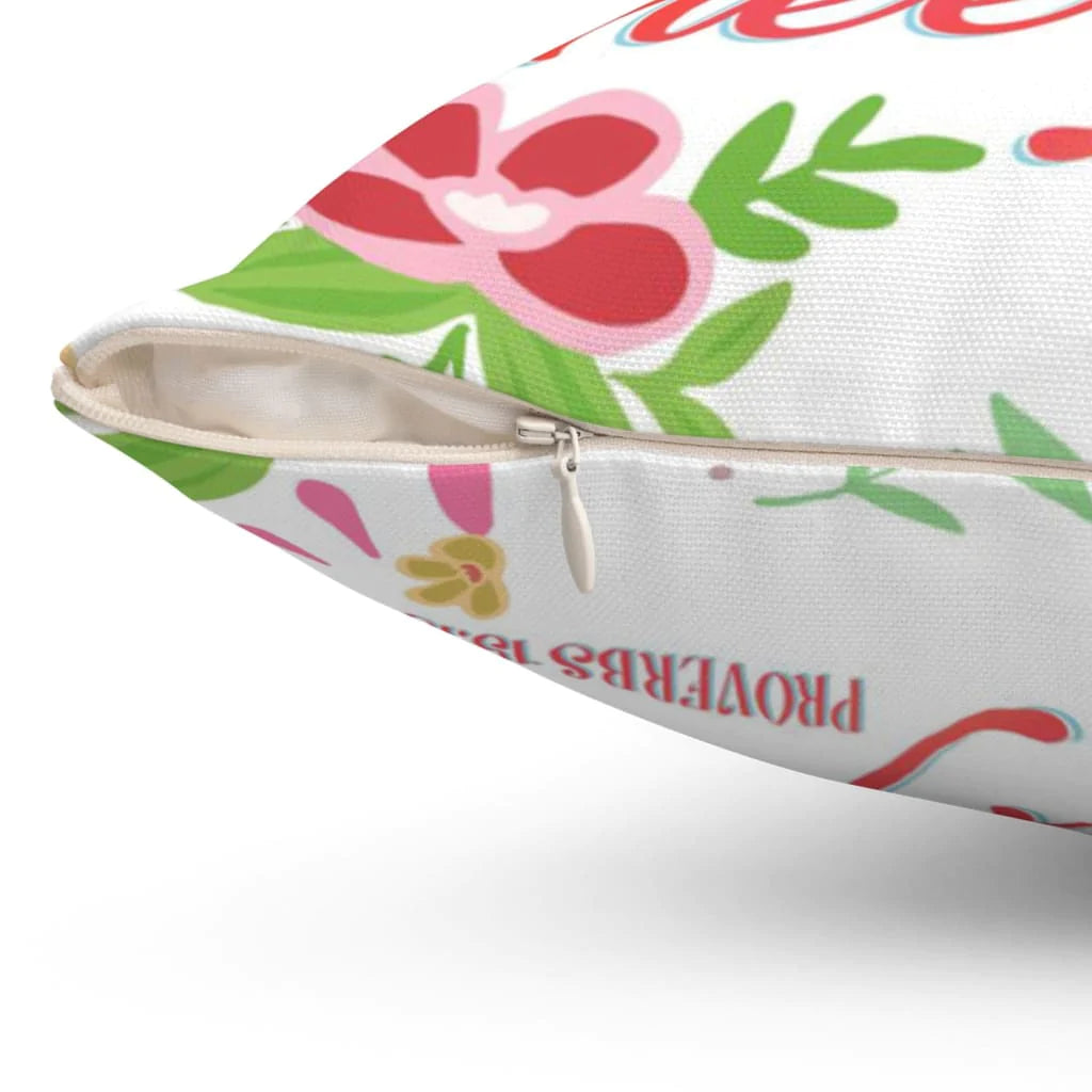 Bible Verse Pillow - Jesus Pillow - Gift For Christian Pillow - A happy heart makes the face cheerful Proverbs 15:13 Pillow