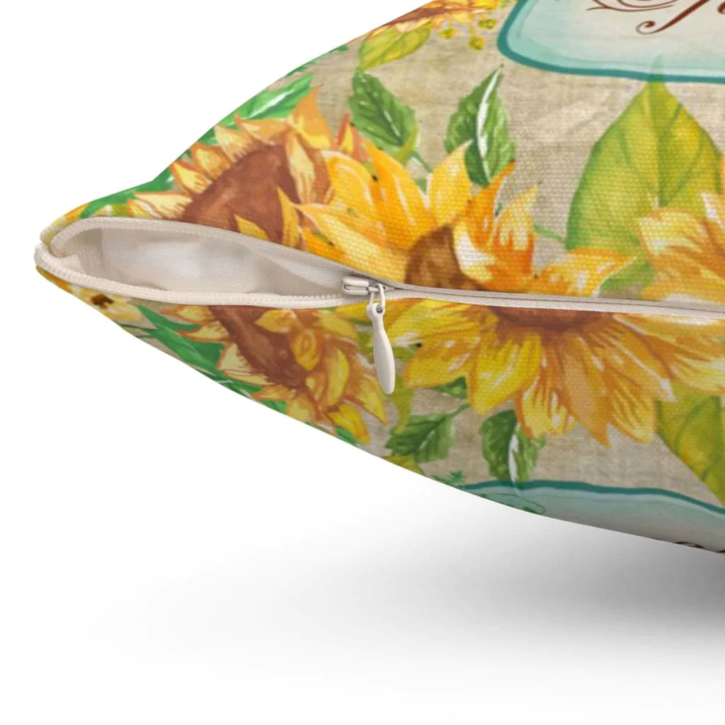 Christian, Sunflower Pillow - Amazing Grace I once was lost but now am found Pillow