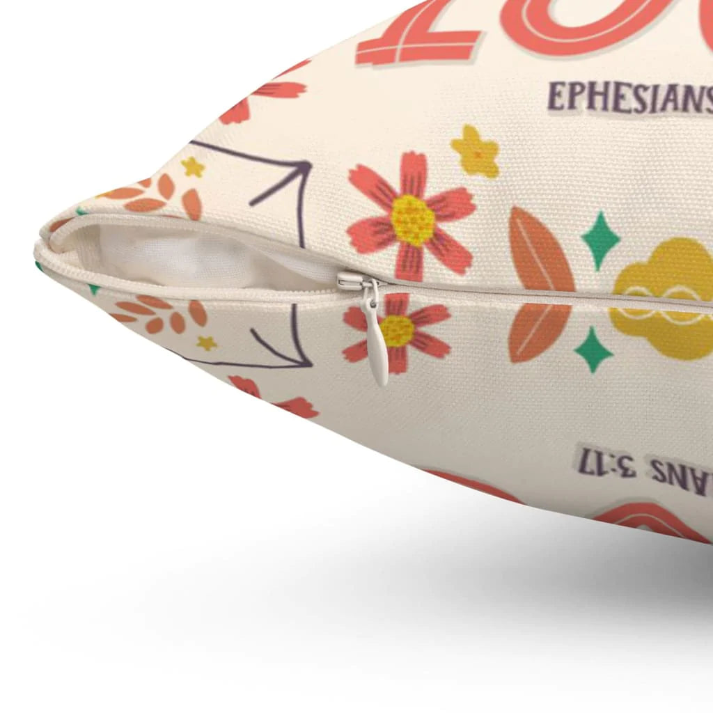 Jesus Pillow - Being rooted and established in love Ephesians 3:17 Bible verse pillow