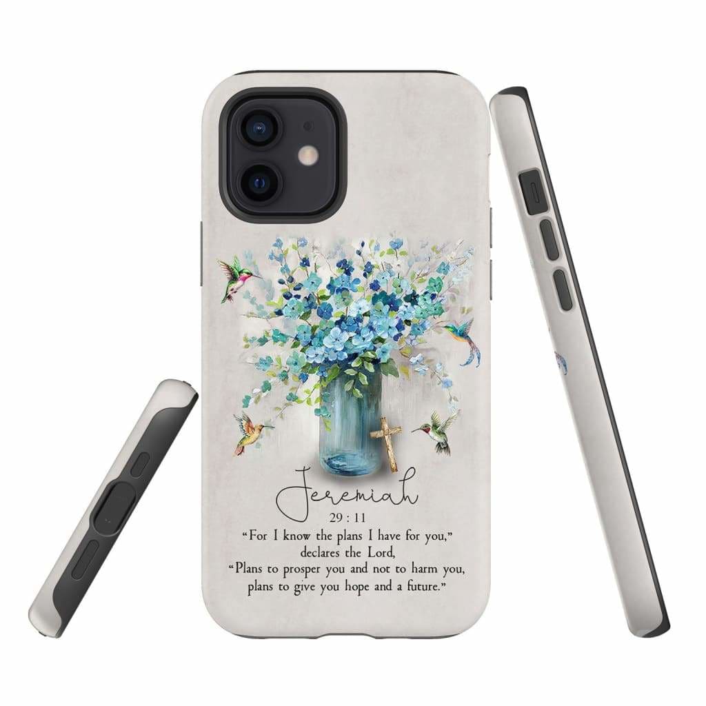 Bible Verse Tough Phone Cases, Jeremiah 29:11 Niv Phone Cases, Inspirational Religious, Hummingbird Flowers Phone Case - Gift For Friend, Family