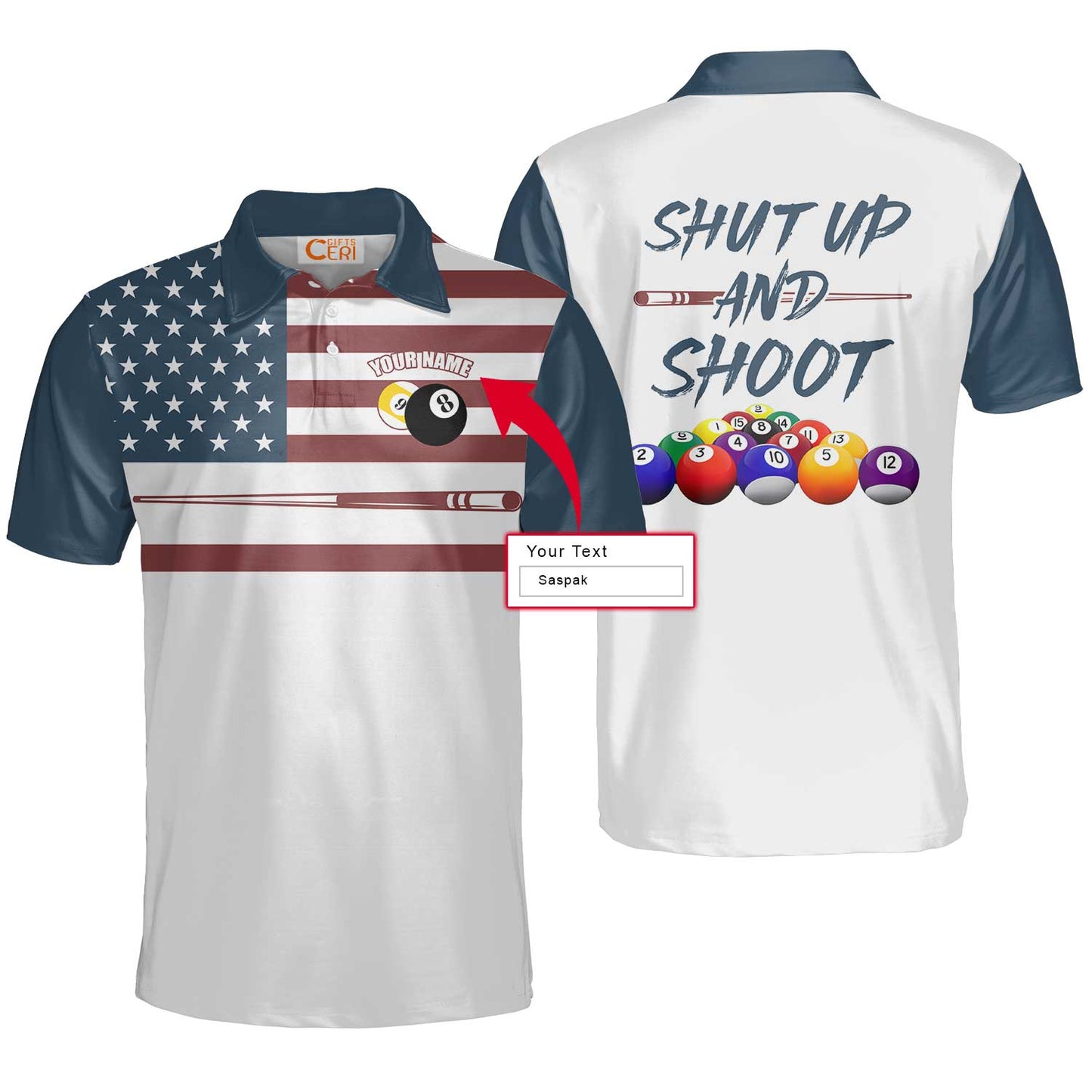 Billiard Custom Shirt, Billiards Pool Player Custom Name Men Polo Shirt, Personalized Gift For Billiards Player, Billiards Team, Billiards Lovers