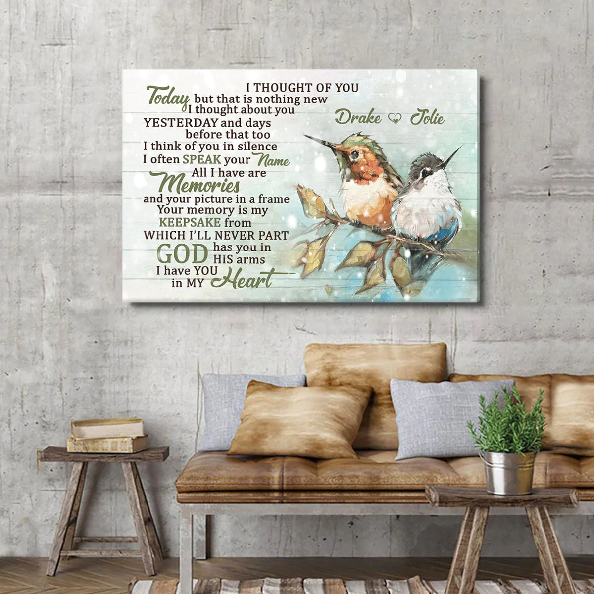 Couple Landscape Canvas - Personalized God, Couple Bird, Memorial Canvas - Custom Gift For Christian Couple, Spouse, Lover - I Have You In My Heart