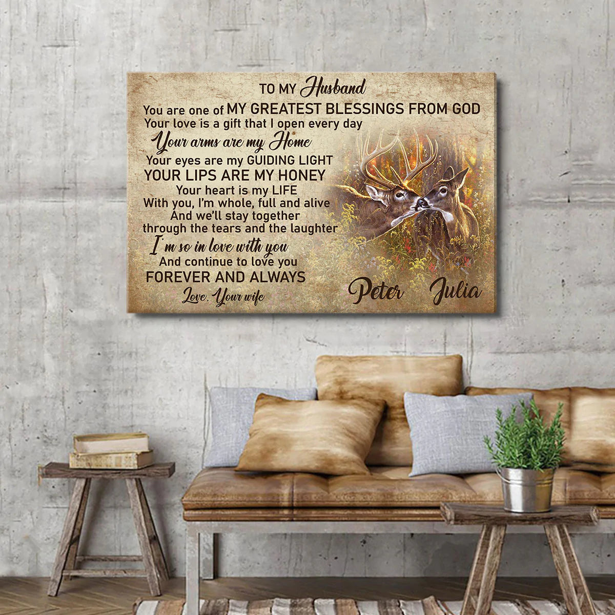 Personalized Gift For Husband Landscape Canvas - God, Deer Couple Canvas - Custom Gift For Christian Couple, Spouse, Lover - You Are One Of My Greatest Blessings From God