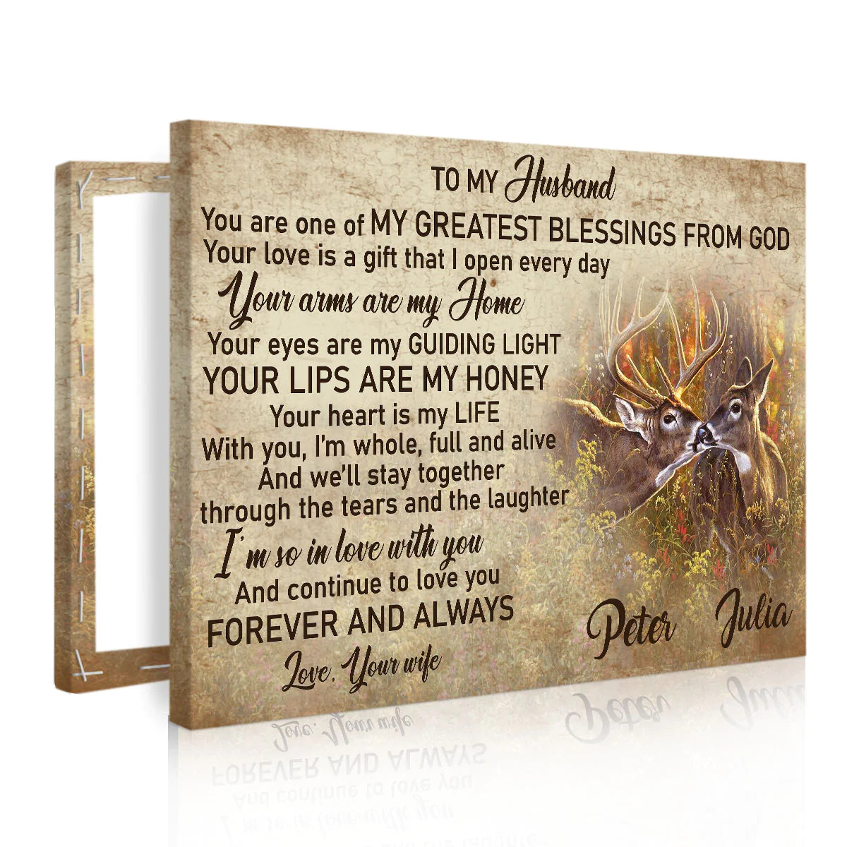 Personalized Gift For Husband Landscape Canvas - God, Deer Couple Canvas - Custom Gift For Christian Couple, Spouse, Lover - You Are One Of My Greatest Blessings From God