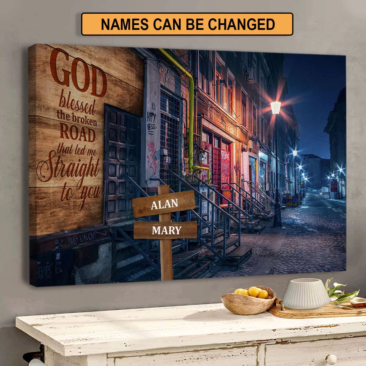 Couple Landscape Canvas - Personalized God, Road Canvas - Custom Gift For Christian Couple, Spouse, Lover - God Blessed The Broken Road