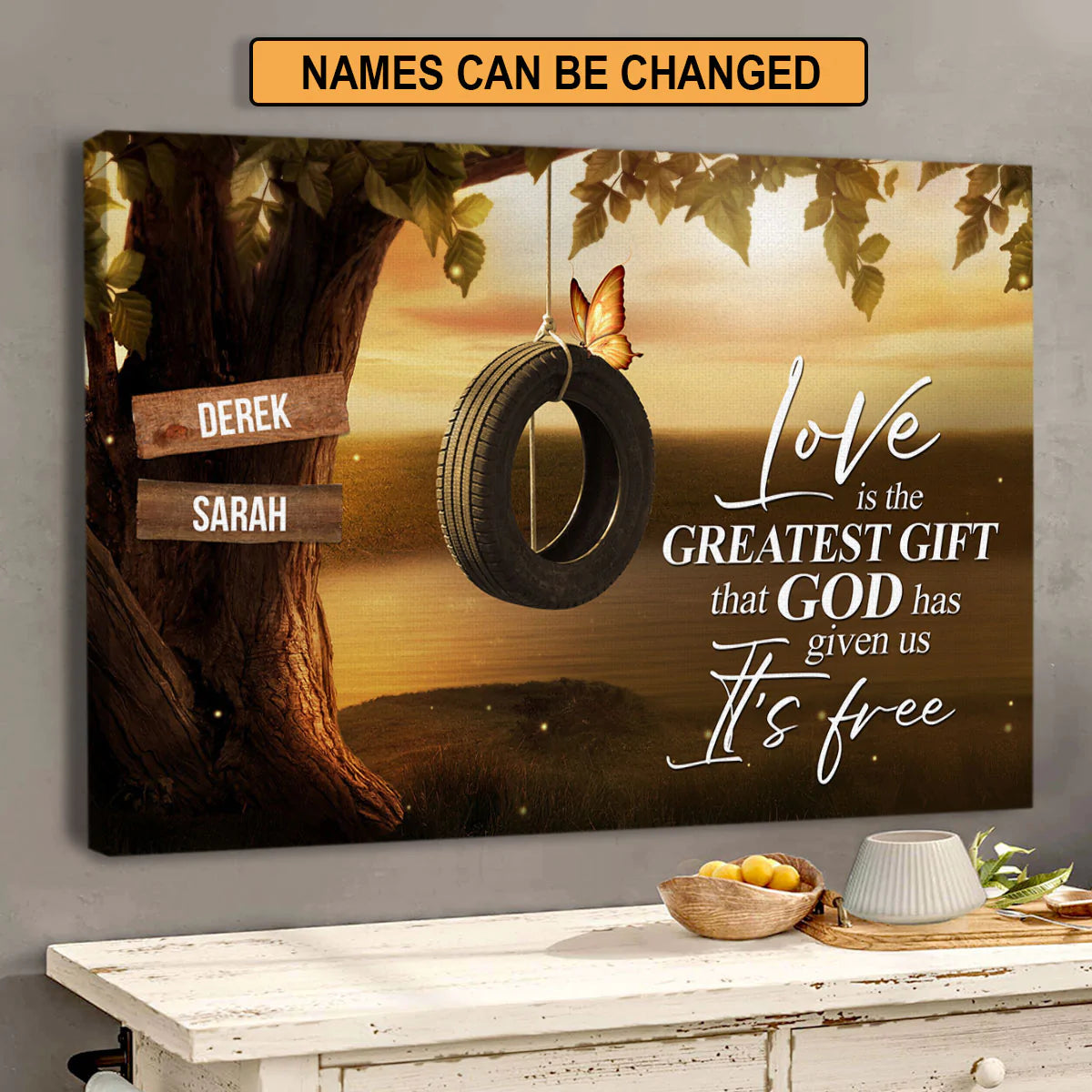 Couple Landscape Canvas - Personalized God Canvas - Custom Gift For Christian Couple, Spouse, Lover - Love Is The Greatest Gift