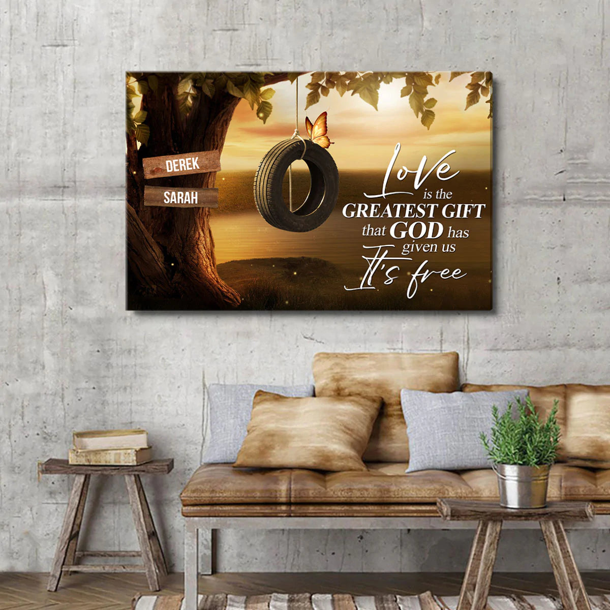 Couple Landscape Canvas - Personalized God Canvas - Custom Gift For Christian Couple, Spouse, Lover - Love Is The Greatest Gift