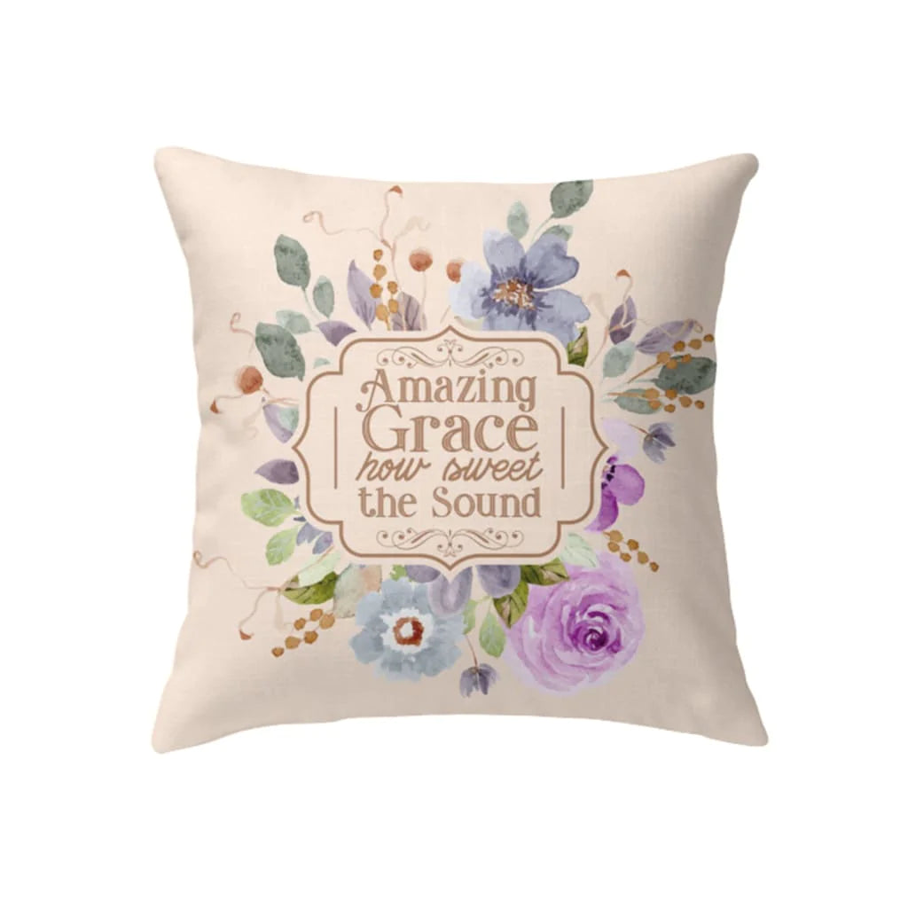 Jesus Pillow - Christian pillows: Amazing grace how sweet the sound flower painting pillow