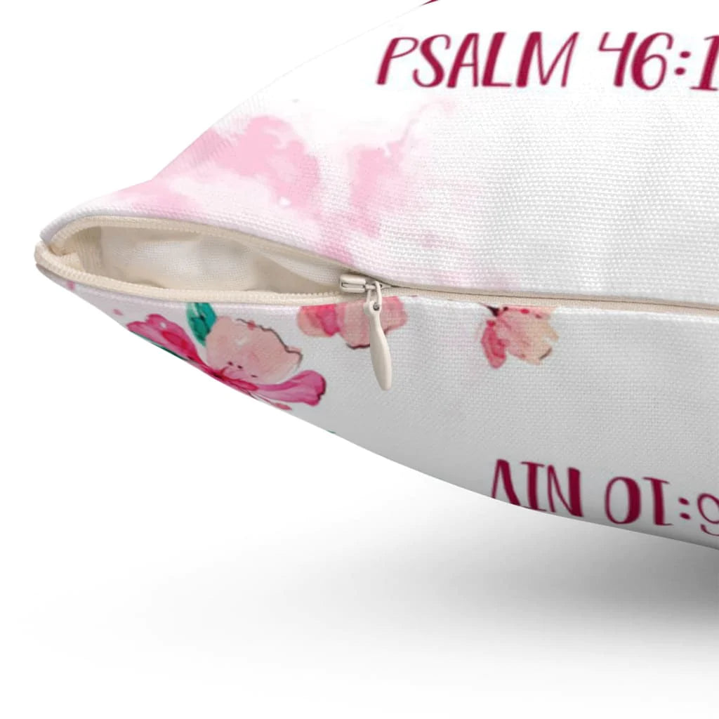 Jesus Pillow - Christian pillows: Floral Be still Psalm 46:10 NIV Bible verse pillow