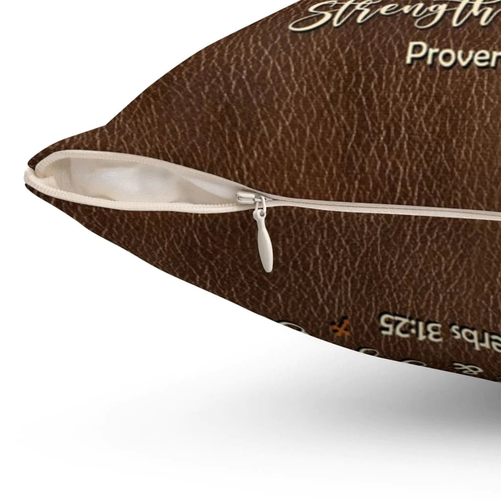 Jesus Pillow - Christian pillows: She is clothed with strength and dignity sunflower pillow