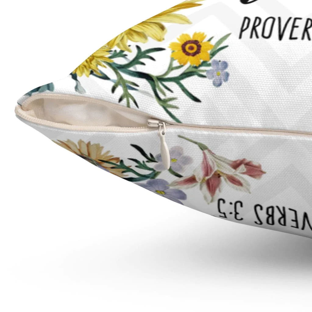 Bible Verse Pillow - Jesus Pillow - Sunflower, Butterfly - Gift For Christian - Trust In The Lord With All Your Heart Floral Pillow