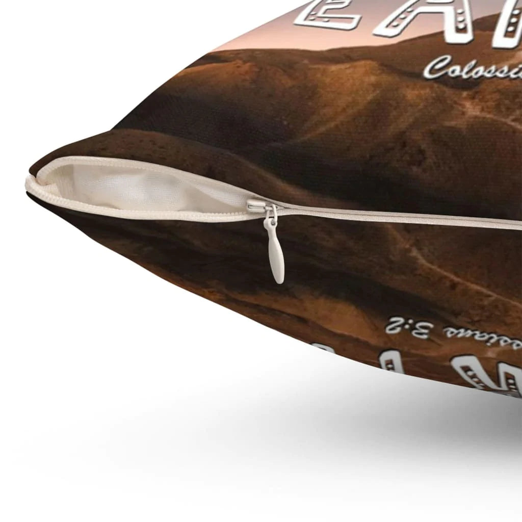 Bible Verse Pillow - Jesus Pillow - Mountain Sunset Pillow - Gift For Christian - Colossians 3:2 Set your mind on things above Throw Pillow