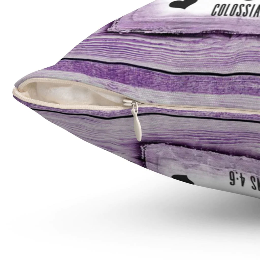 Bible Verse Pillow - Jesus Pillow - Purple Pillow - Gift For Christian - Colossians 4:6 Let Your Speech Be Throw Pillow