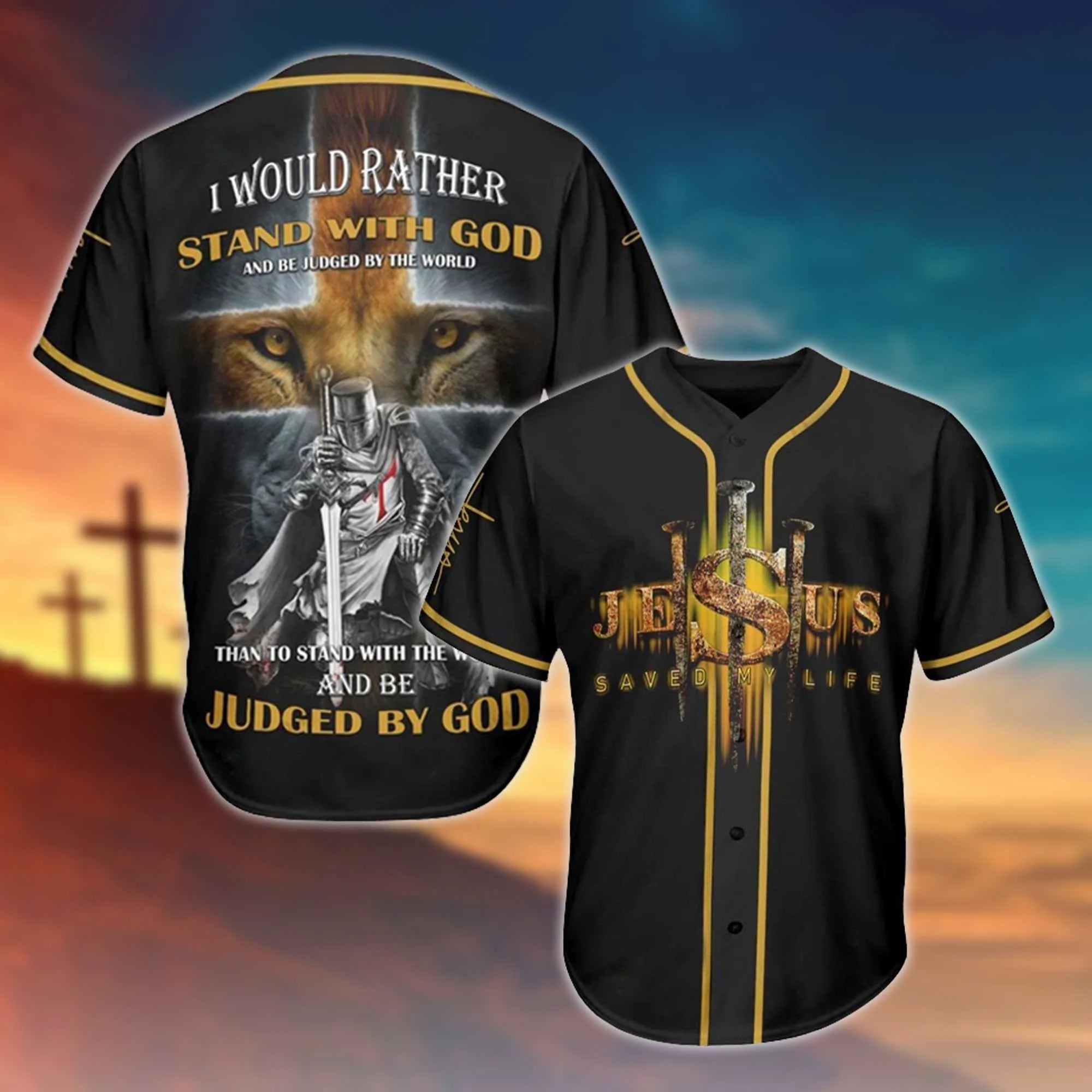 Jesus I Would Rather Stand With God Printed 3D Baseball Jersey For Men and Women