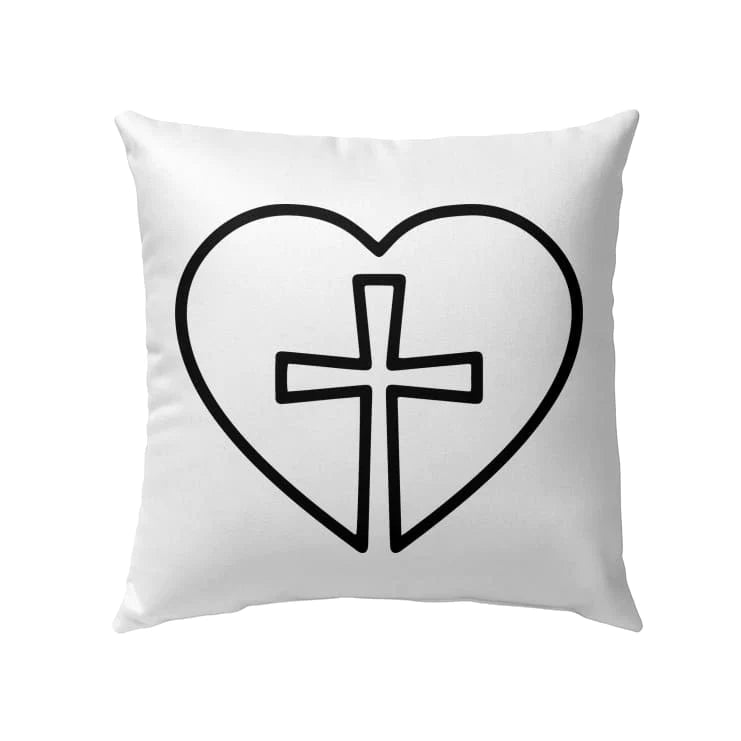 Gift For Christian - Cross And Heart Christian Pillow - Heart Pillow , Home Decoration