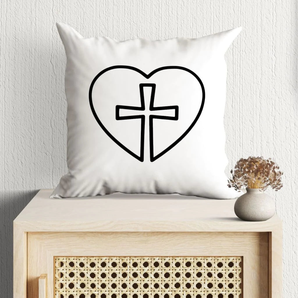 Gift For Christian - Cross And Heart Christian Pillow - Heart Pillow , Home Decoration