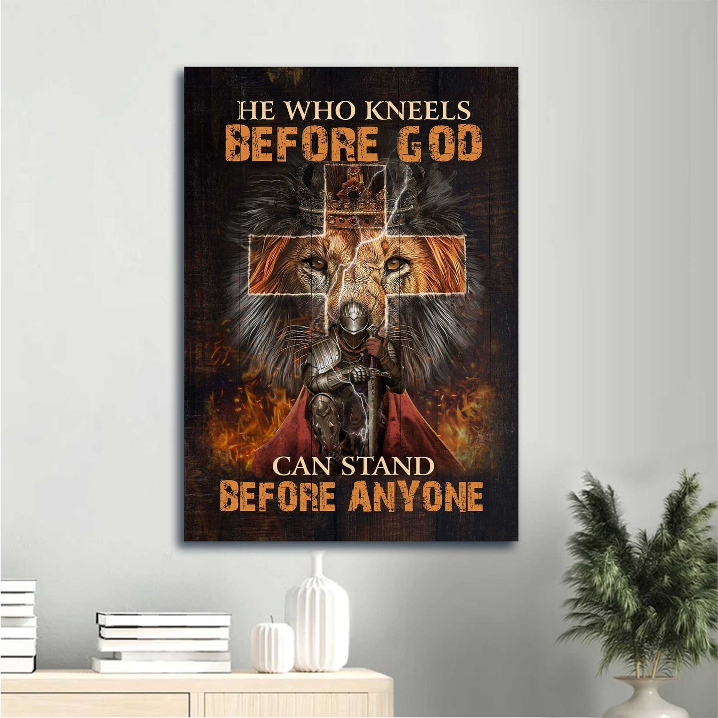 Jesus Portrait Canvas - Warrior Of Christ, Lion Of Judah Canvas - Gift For Christian - He Who Kneels Before God Canvas