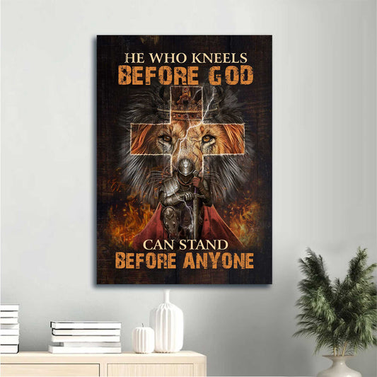 Jesus Portrait Canvas - Warrior Of Christ, Lion Of Judah Canvas - Gift For Christian - He Who Kneels Before God Canvas