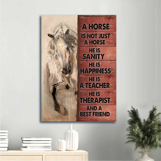Jesus Portrait Canvas - White Horse, Light Cross Canvas - Gift For Christian - A Horse Is Not Just A Horse Canvas