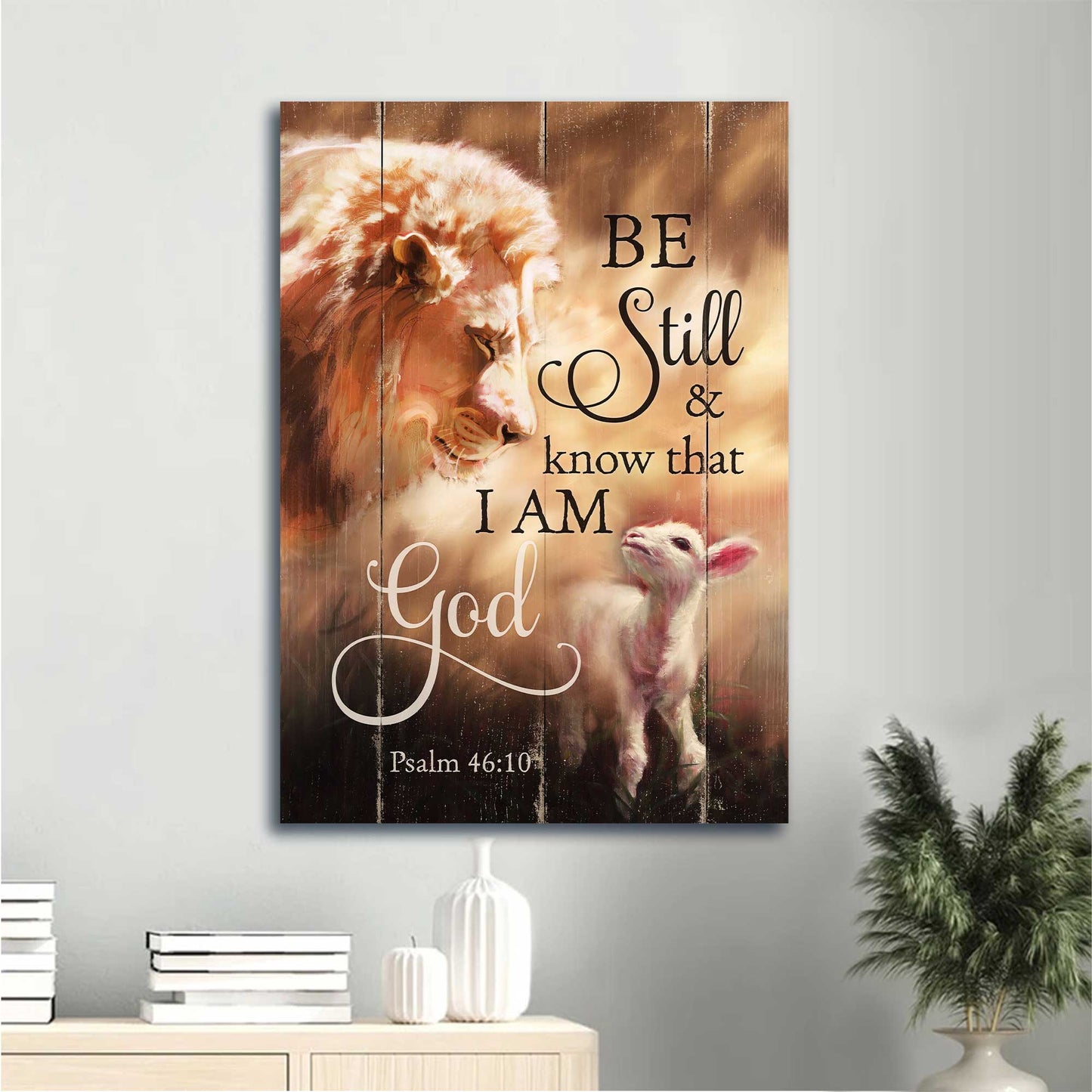 Jesus Portrait Canvas - Watercolor Lion, Jesus Painting, Lamb Of Jesus Canvas - Gift For Christian - Be Still And Know That I Am God Canvas