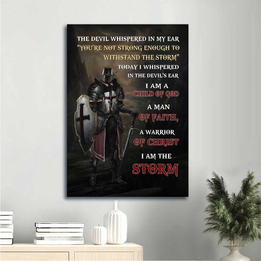 Jesus Portrait Canvas - Warrior Of God, Knight Painting Canvas - Gift For Christian - I Am The Storm Canvas