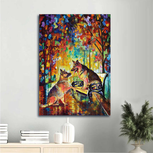 German Shepherd Portrait Canvas - German Shepherd, Vibrant color, Dog drawing, Abstract painting, In the park- Gift for dog lover - Jesus Portrait Canvas Prints, Wall Art