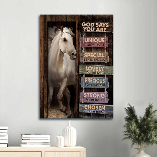 Jesus Portrait Canvas - White Horse, Animal Painting Canvas - Gift For Christian - Jesus Is Lord, God Says You Are Canvas