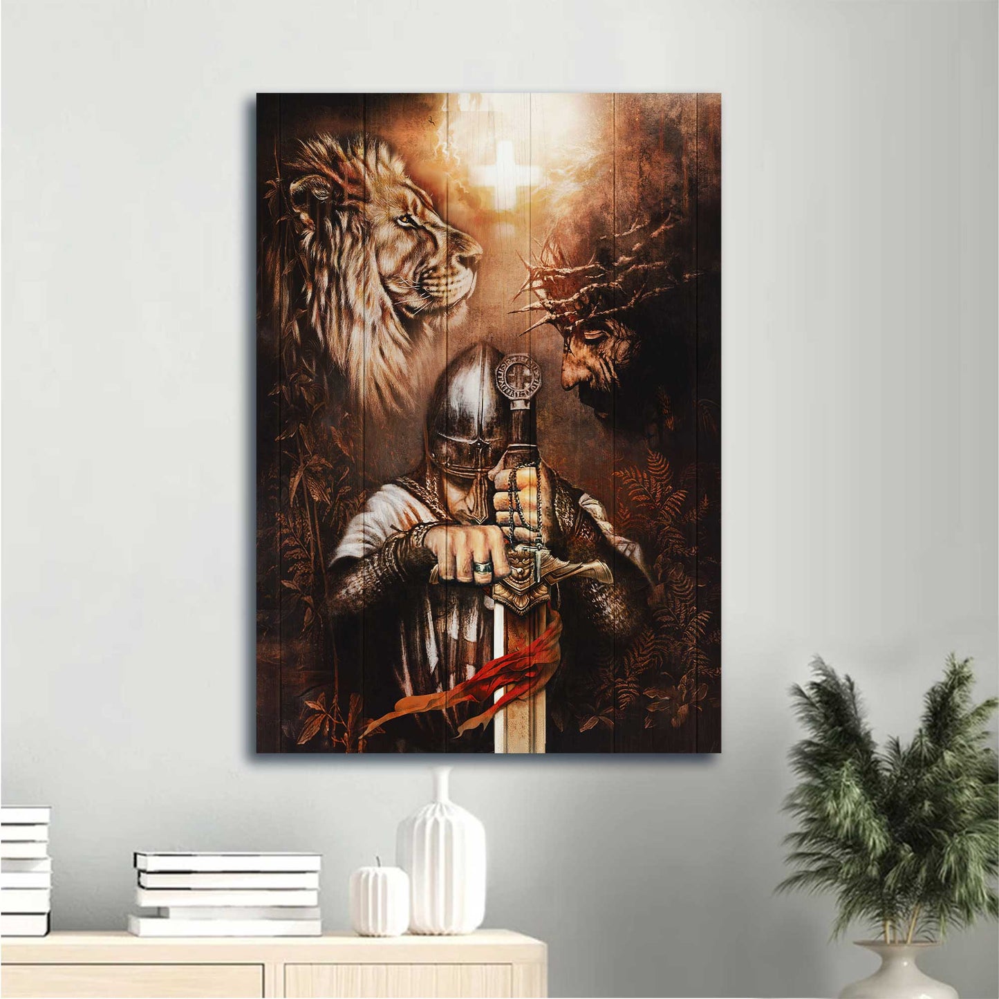 Jesus Portrait Canvas - Warrior Painting, Jesus Painting, Lion Of Judah Canvas - Gift For Christian - Knight Of God Canvas