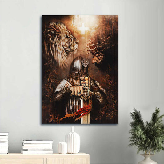 Jesus Portrait Canvas - Warrior Painting, Jesus Painting, Lion Of Judah Canvas - Gift For Christian - Knight Of God Canvas