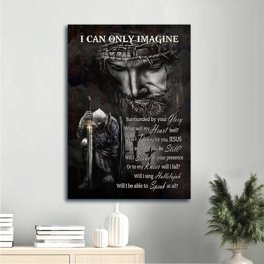 Jesus Portrait Canvas - Warrior Of God, Jesus Painting, Black And White Painting Canvas - Gift For Christian - I Can Only Imagine Canvas