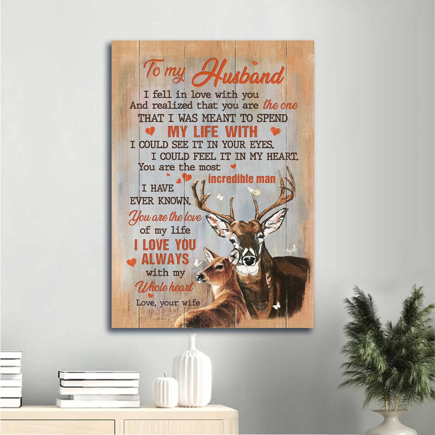 Gift For Husband Portrait Canvas - To My Husband, Deer, Marriage, Couple Canvas - Valentine's Day Gift For Couple, Spouse, Lover - I Love You Always