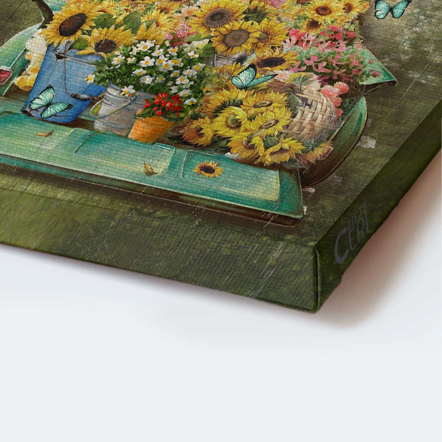 Jesus Portrait Canvas - Sunflower Car, Flower Field, Wooden Cross Canvas - Gift For Christian - Today I Choose Joy Canvas
