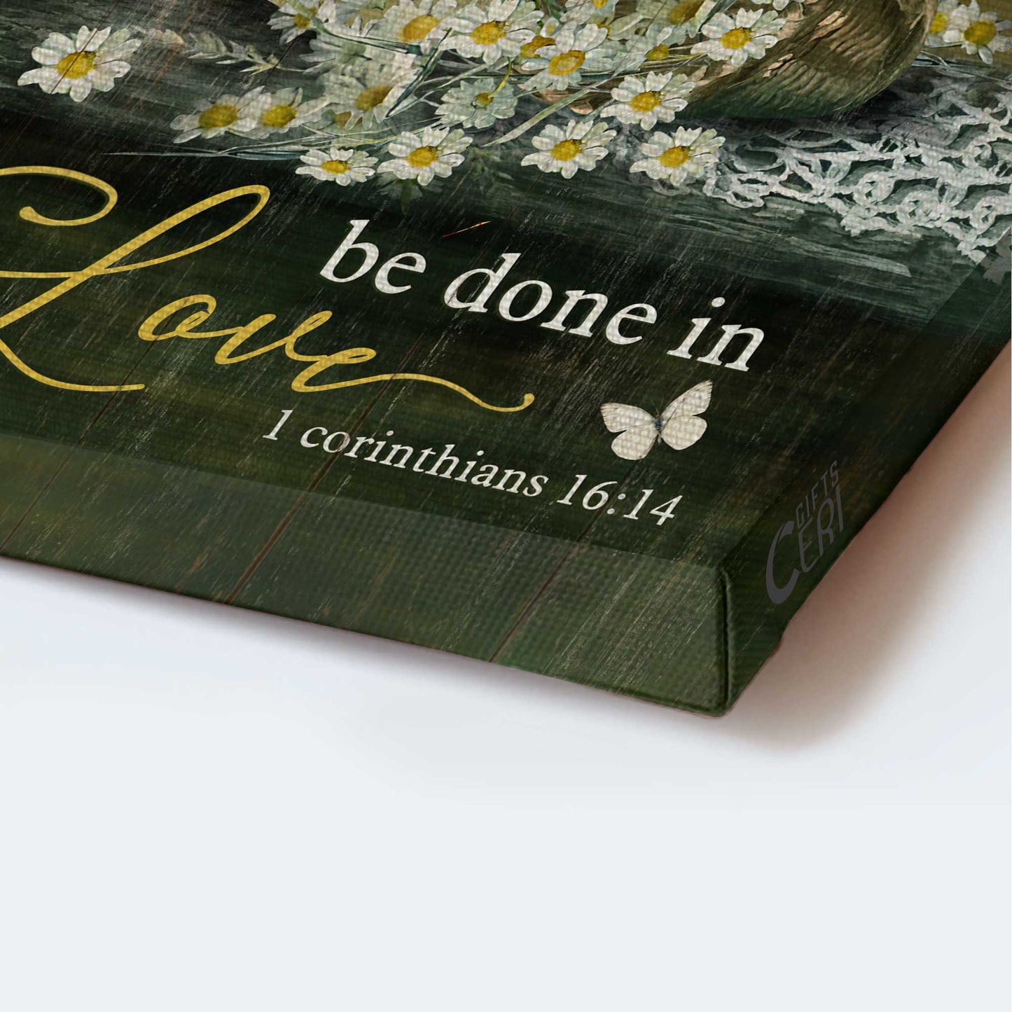 Jesus Portrait Canvas - Vintage Daisy, Beautiful Flower, Butterfly Canvas - Gift For Christian - Let All That You Do Be Done In Love Canvas