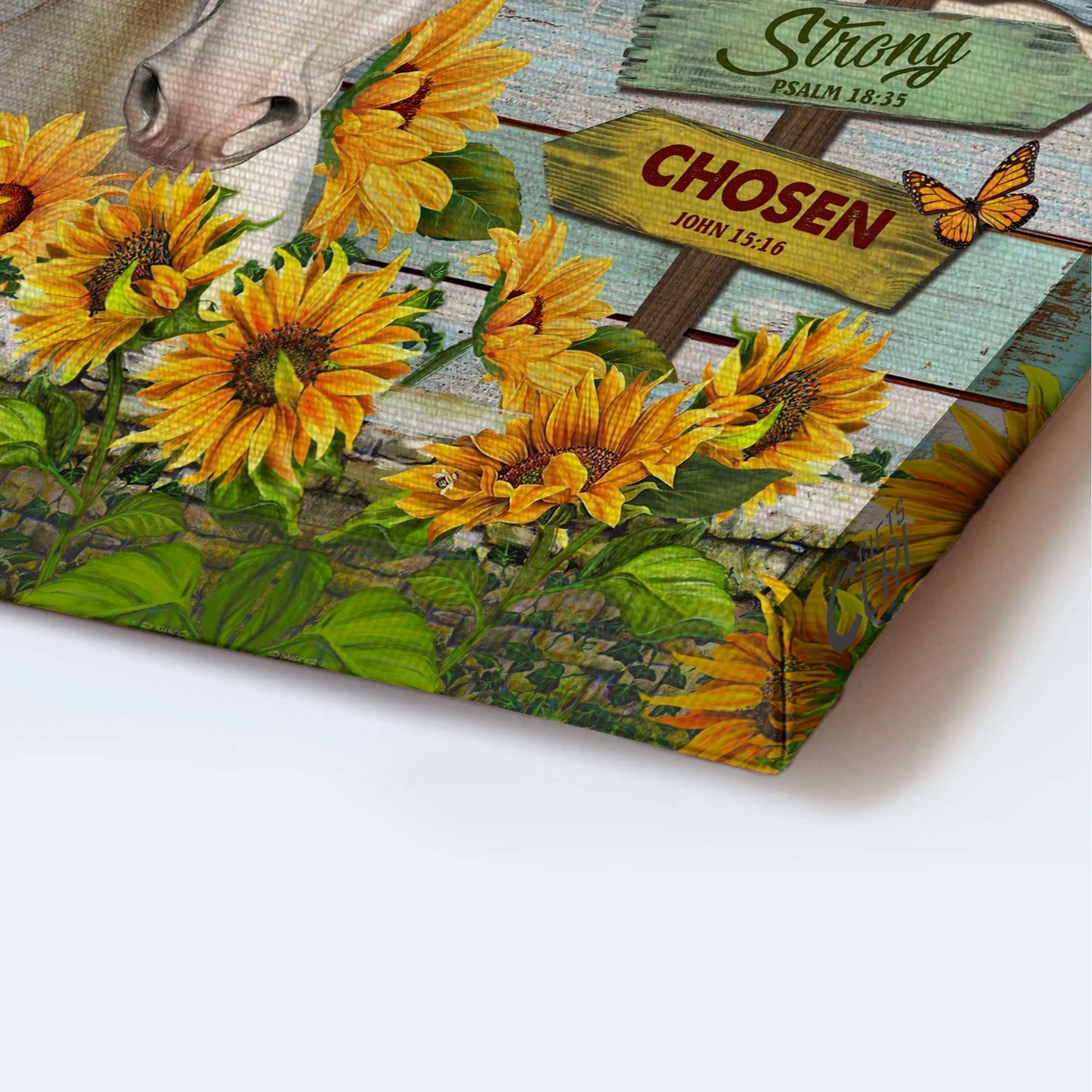 Jesus Portrait Canvas - White Horse, Sunflower Canvas - Gift For Christian - God Says You Are Unique Special Lovely Precious Strong Chosen Canvas