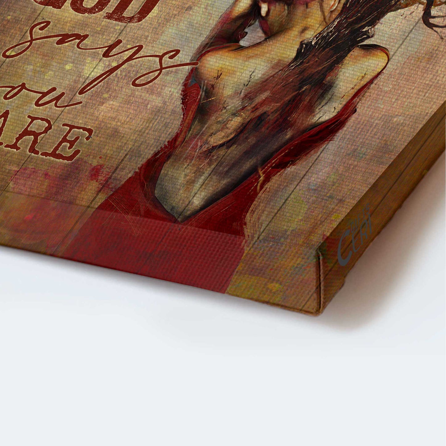 Jesus Portrait Canvas - Tree Painting, Red Cardinal, Autumn Season, Bible Verses Portrait Canvas - Inspirational Gift, Gift For Religious Christian - God Says You Are