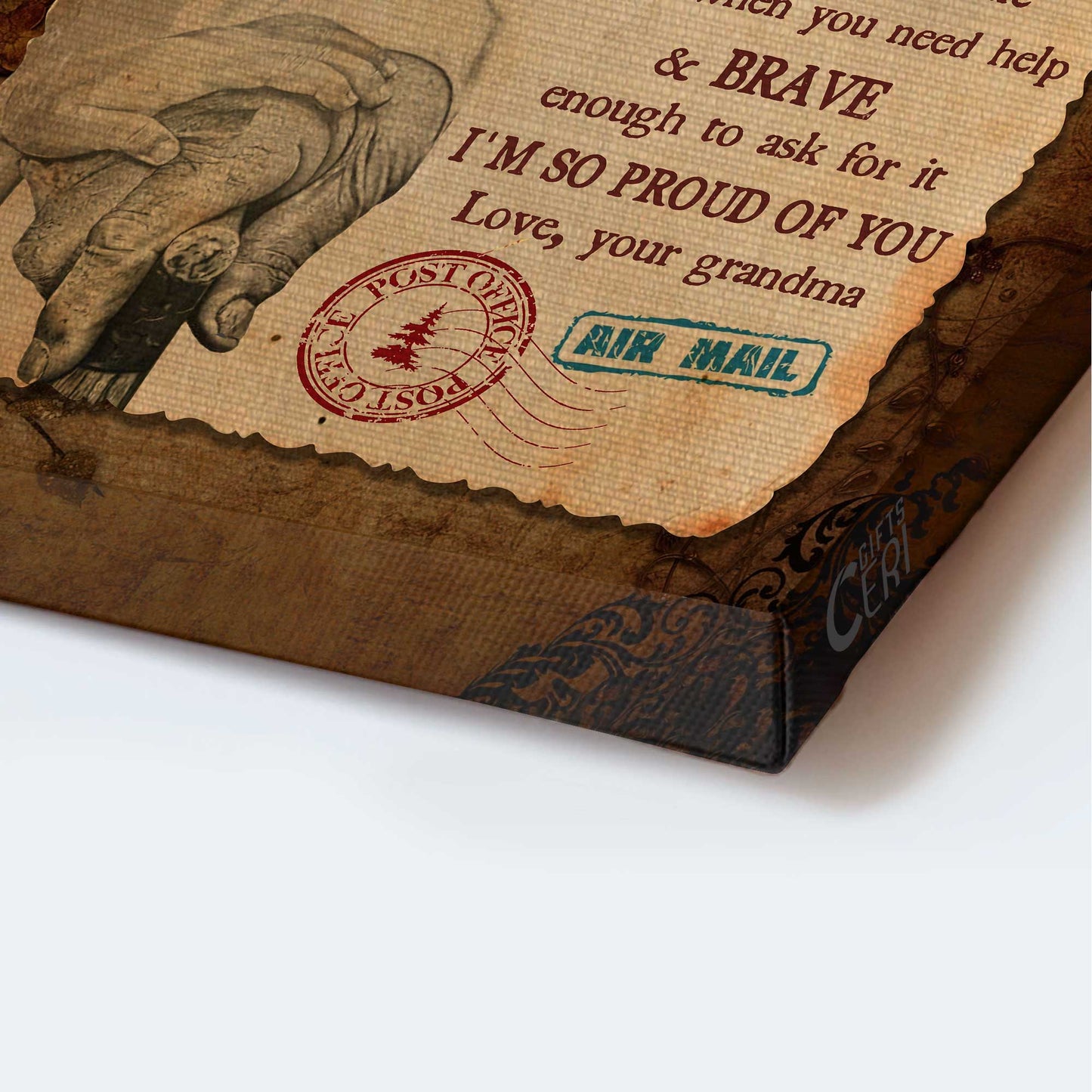 Gift for granddaughter- Grandma to granddaughter, Vintage letter, I'm so proud of you - Family Portrait Canvas Prints, Wall Art