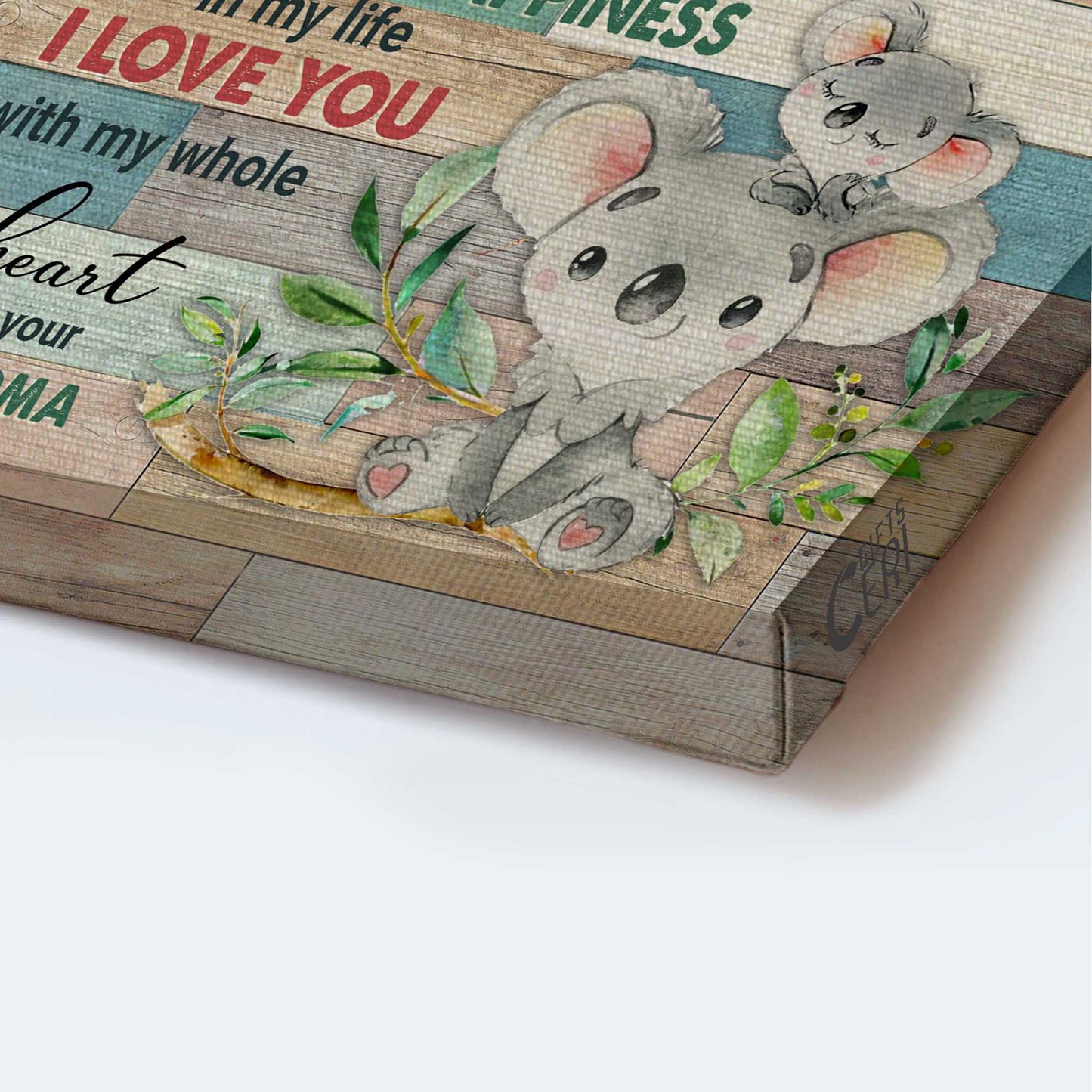 Gift for Granddaughter- Grandma to granddaughter, Koala drawing, Colorful painting, You are the happiness in my life - Family Portrait Canvas Prints, Wall Art