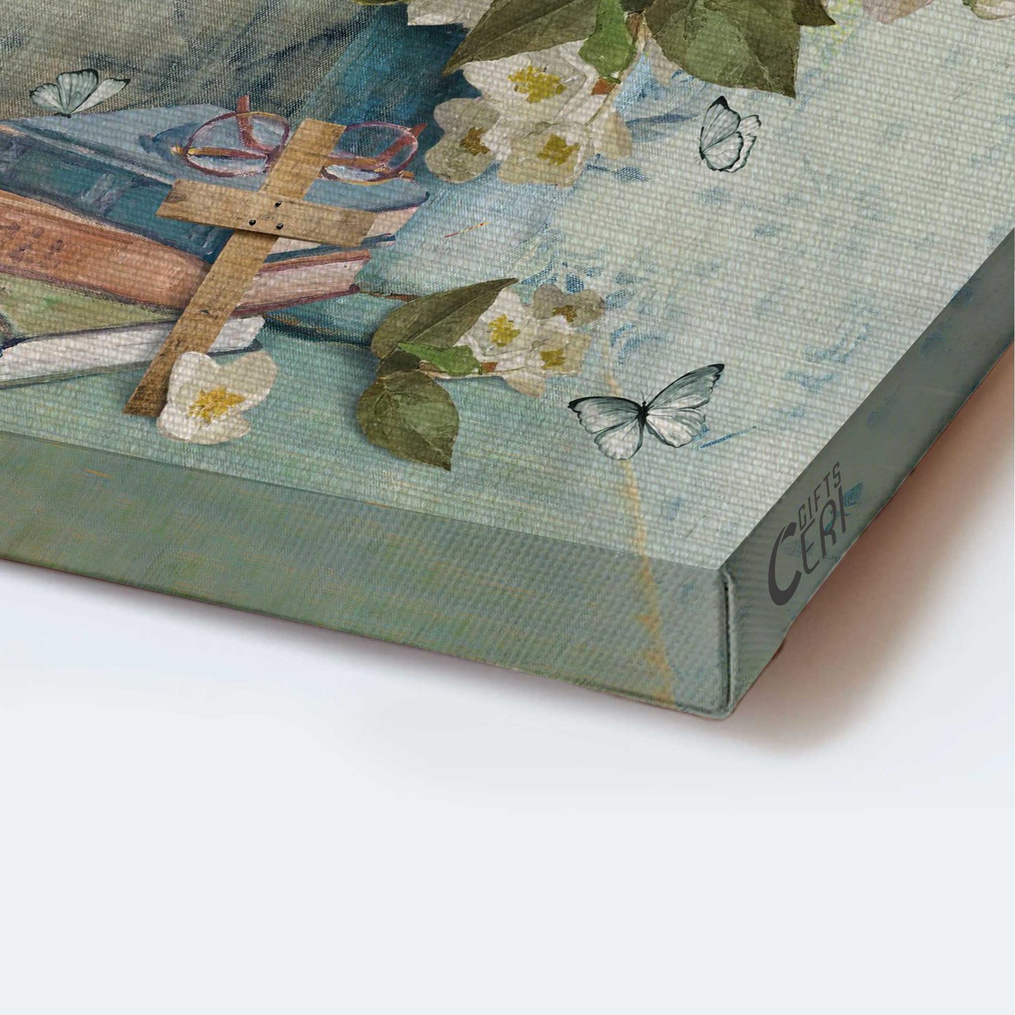 Jesus Portrait Canvas - Watercolor Jasmine, Colorful Book, Wooden Cross Canvas - Gift For Christian - Just Pray Canvas