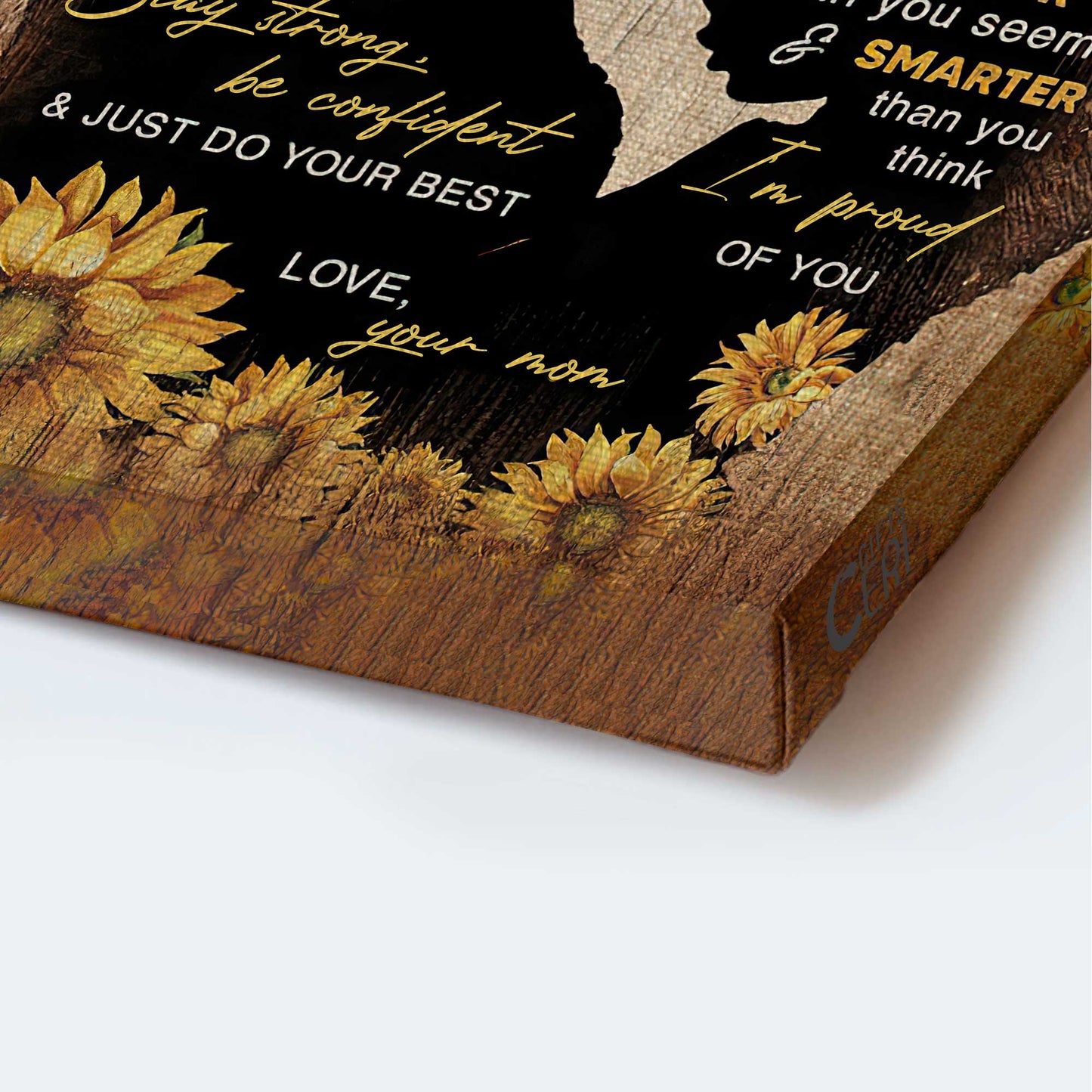 Gift for Daughter- Mom To Daughter, Sunflower, Mom and daughter, Shadow, Stay strong Be confident and do your best - Family Portrait Canvas Prints, Wall Art