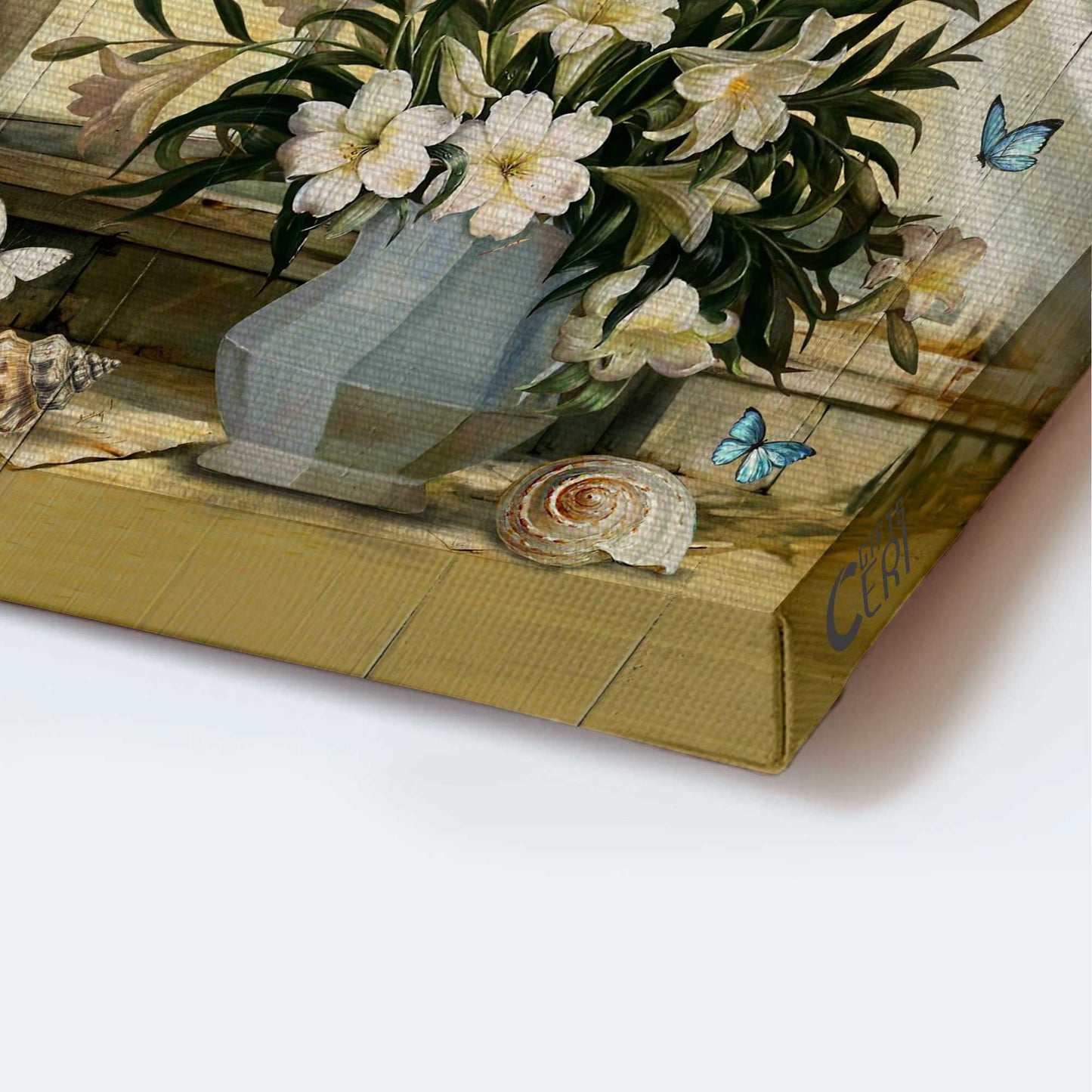 Jesus Portrait Canvas - White Lily, Seashells, Beach View Canvas - Gift For Christian - Just Breathe Canvas