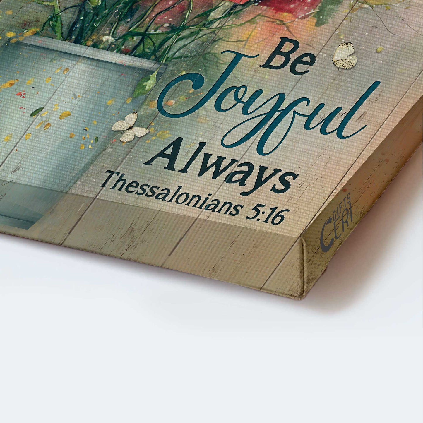 Jesus Portrait Canvas - Watercolor Flower, White Butterfly, Poppy Canvas - Gift For Christian - Be Joyful Always Canvas