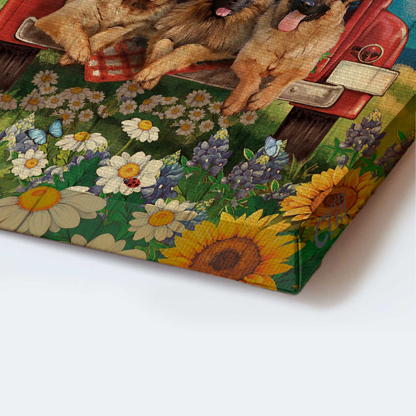 German Shepherd Portrait Canvas- German Shepherd, Lovely flower field, Awesome red truck, Butterfly- Gift for dog lover- Today I choose joy - Jesus Portrait Canvas Prints, Christian Wall Art
