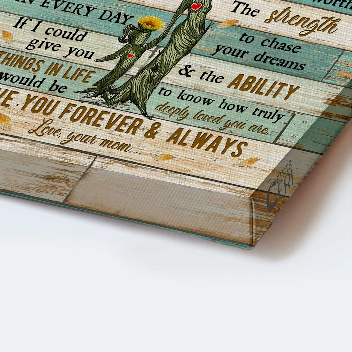 Gift for Daughter- Mom to daughter, Sunflower painting, I love you forever & always - Family Portrait Canvas Prints, Wall Art