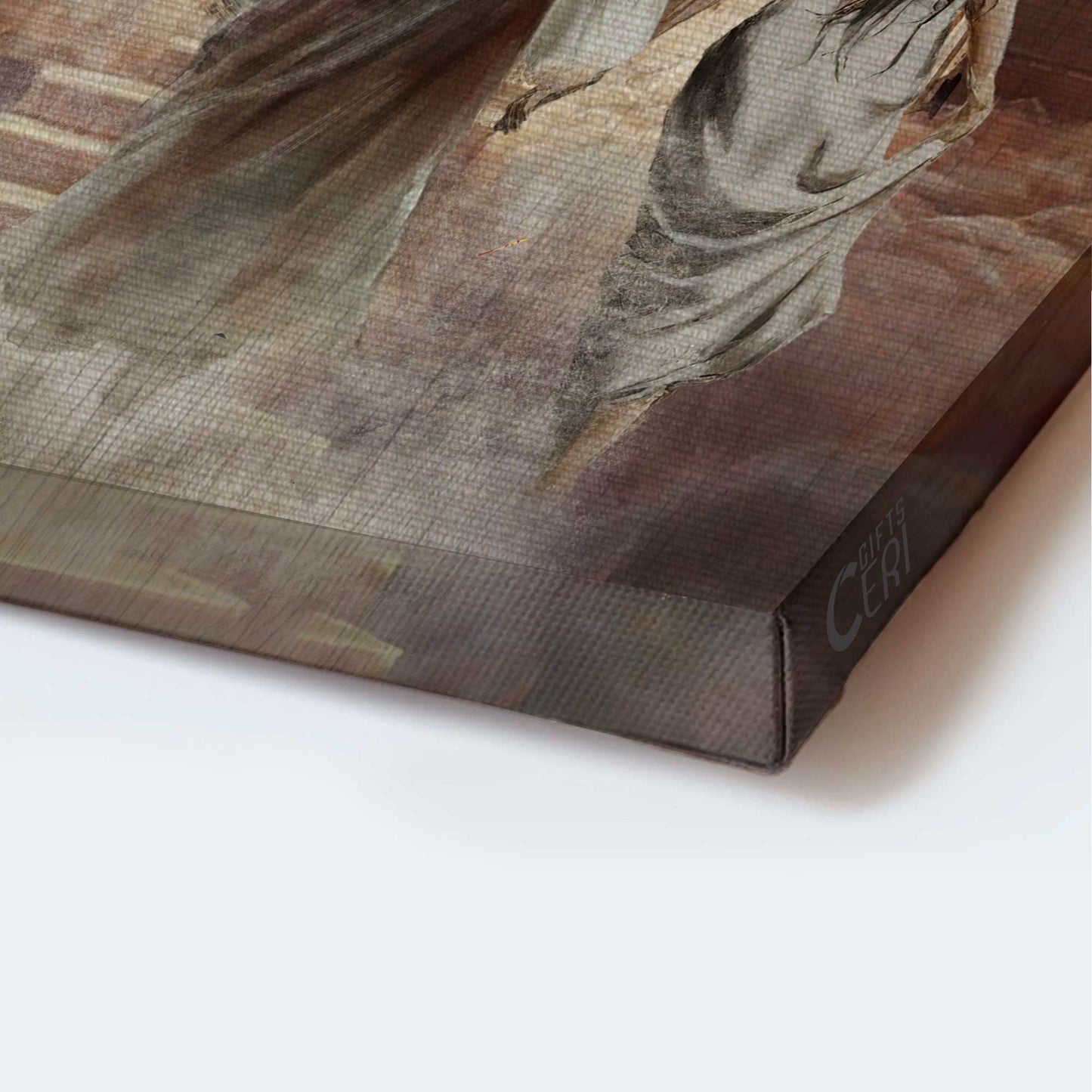 Jesus Portrait Canvas - Walking With Jesus, The Way To Heaven, Yellow Cross, Beautiful Heaven Canvas - Gift For Christian
