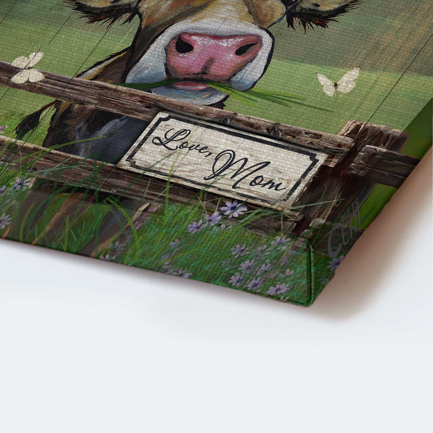 Gift for Daughter- Mom to daughter, Watercolor cow, Green meadow, I always have your back - Family Portrait Canvas Prints, Wall Art