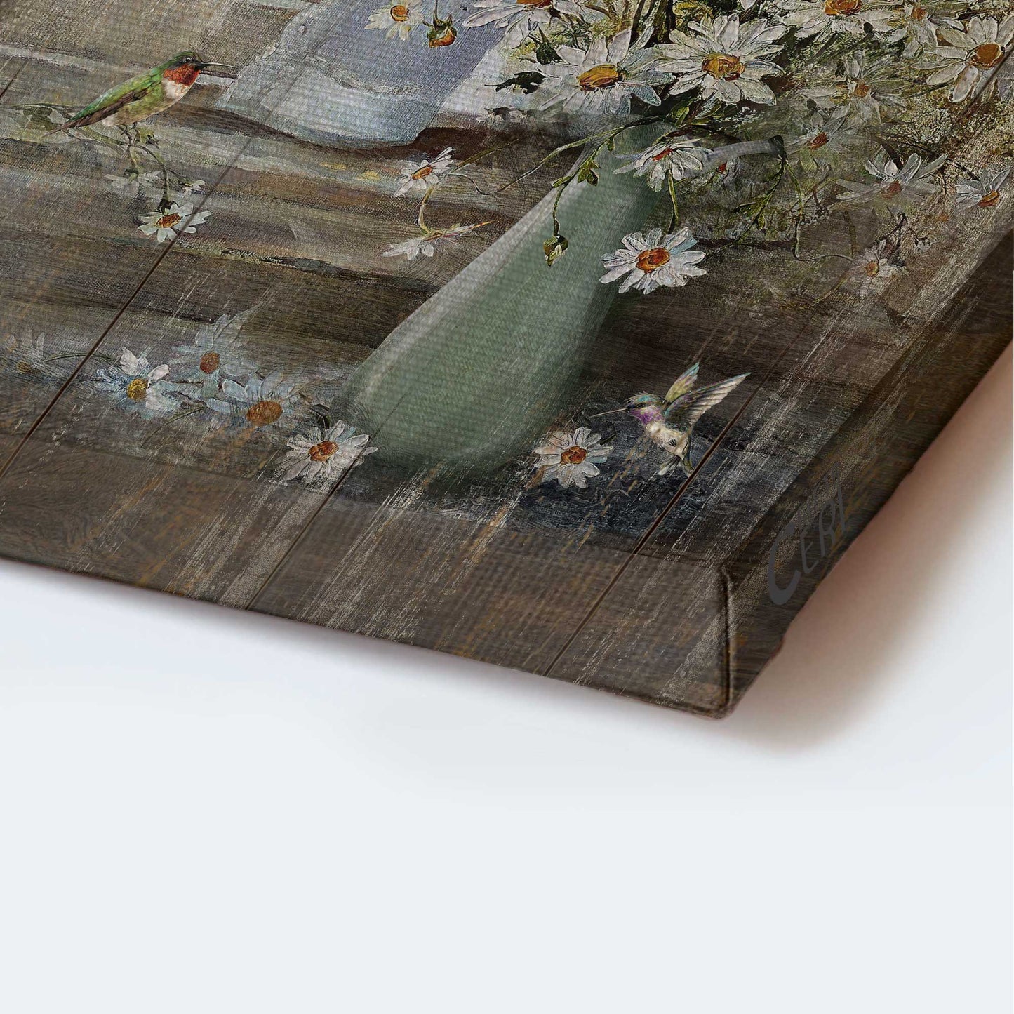 Jesus Portrait Canvas - Vintage Flower Vase, Vintage Daisy Vase With Hummingbird, Daisy Flower Canvas - Gift For Christian - Just Breathe Canvas